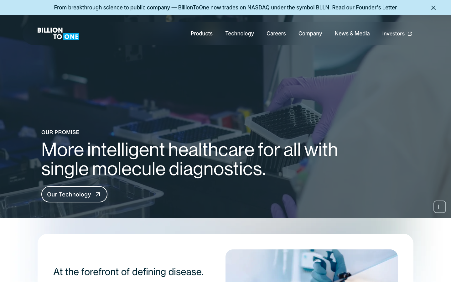 BillionToOne — Outcome vs Technical Copy Before